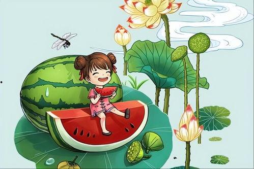 夏至吃瓜的图片,传统习俗中的夏日清凉时光